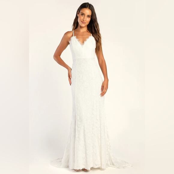 Lulus Today Until Forever White Lace Sleeveless Maxi Dress